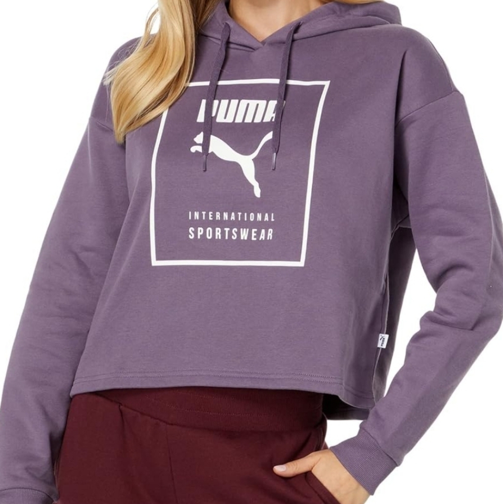 PUMA Cropped Women's Purple Hoodie Size Medium
